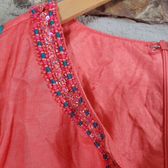 Bella Tu XL Avery Beaded Floral Phesant Bird Dress - Picture 4 of 10